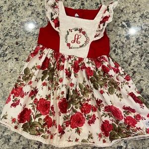 Darling Mae by Ricrac & Ruffles 4T Rose dress A initial